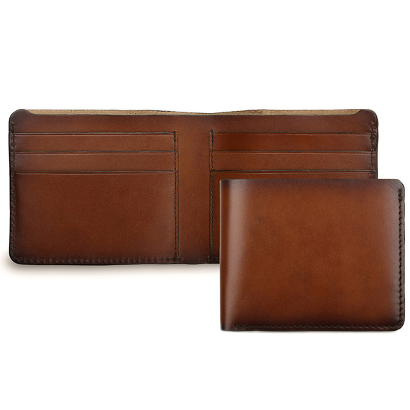 Бумажник Ashwood Leather 1993 Tan. Вид в развороте и лицевая сторона