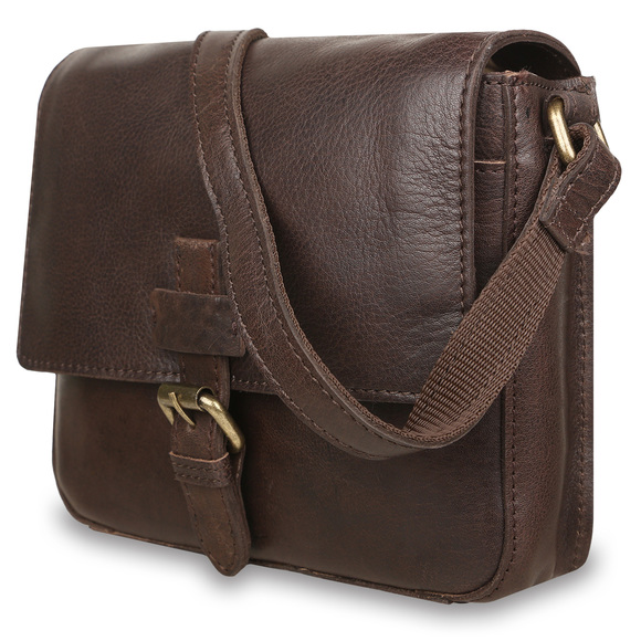 Кожаная сумка Ashwood Leather Dom Brown вид сбоку