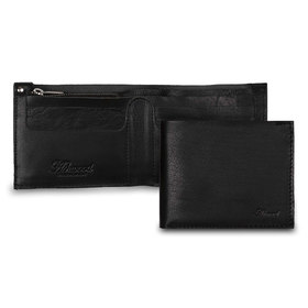 Бумажник Ashwood Leather 2001 Black. Вид в развороте и лицевая сторона
